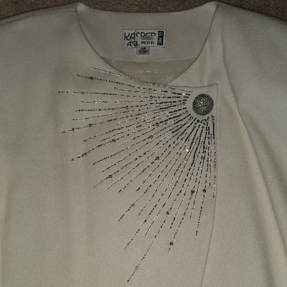 Kasper Cream Top with Silver Embellishments